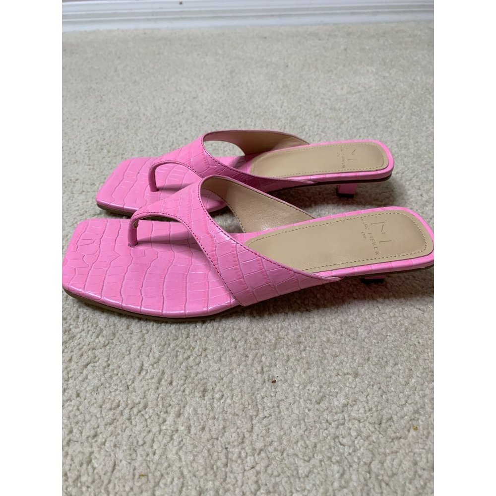 Marc Fisher Size 6M Women's Square Toe Heeled Flip-Flop Sandals Pink